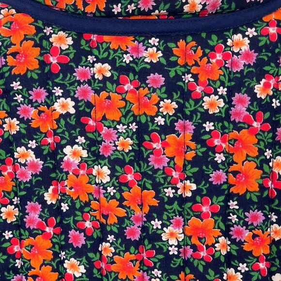 Vintage Quilted Floral Print Toggle Duffle Pea Coat Barn Puffer Jacket 60s 70s - Picture 9 of 11